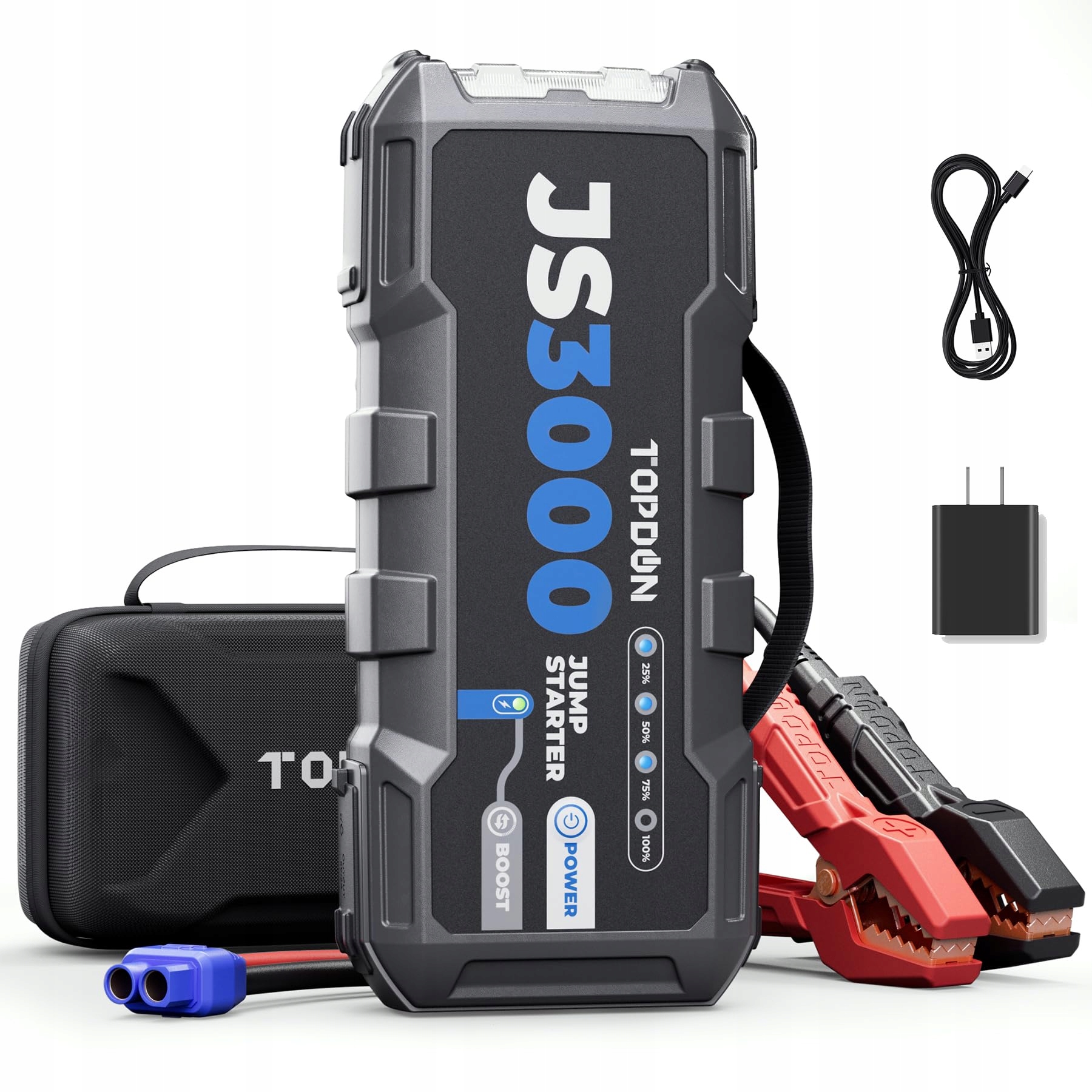 TOPDON JS3000 Powerbank 3000A 24000mAh Booster do 9L Benzyny 7L Diesla — miniatura 8