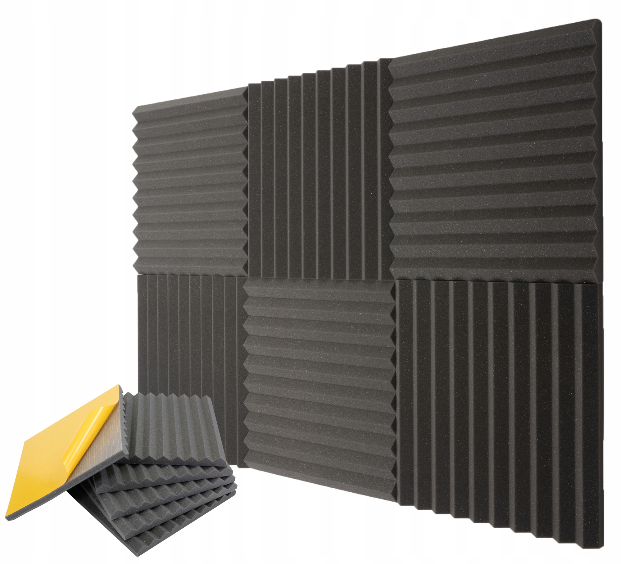 Sada Klinů Samolepících akustických panelů 4 cm pyramida 6 Ks.