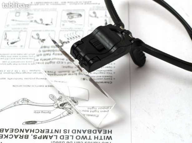 LUPA NA GŁOWĘ OKULARY LATARKA LED 1X DO 3,5X 9892B SZKŁO POWIĘKSZAJACE Kolor czarny