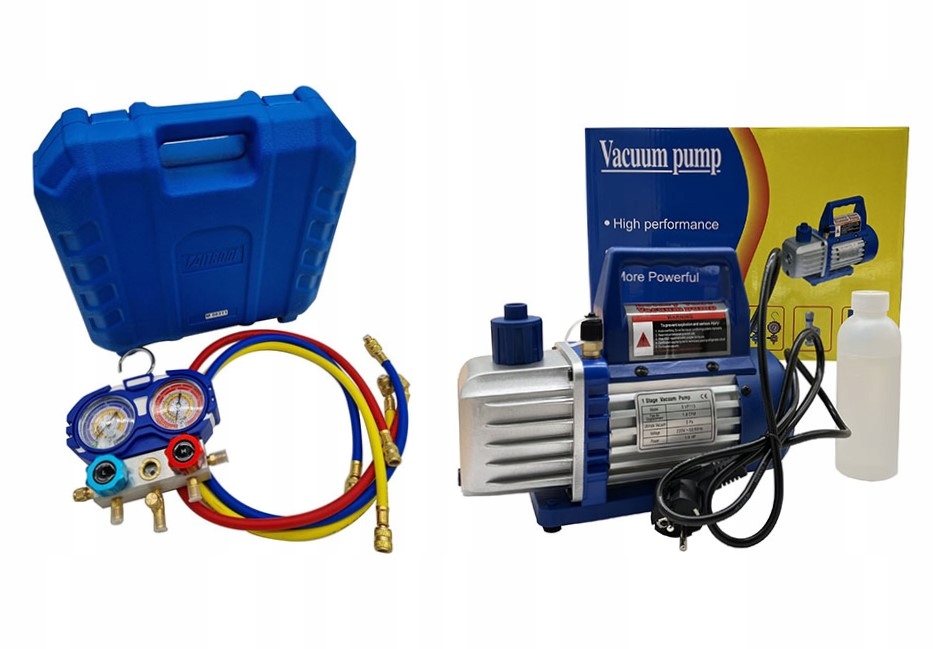 Vákuová pumpa SPV115 42 l/min manometre R32 R410A s hadicami