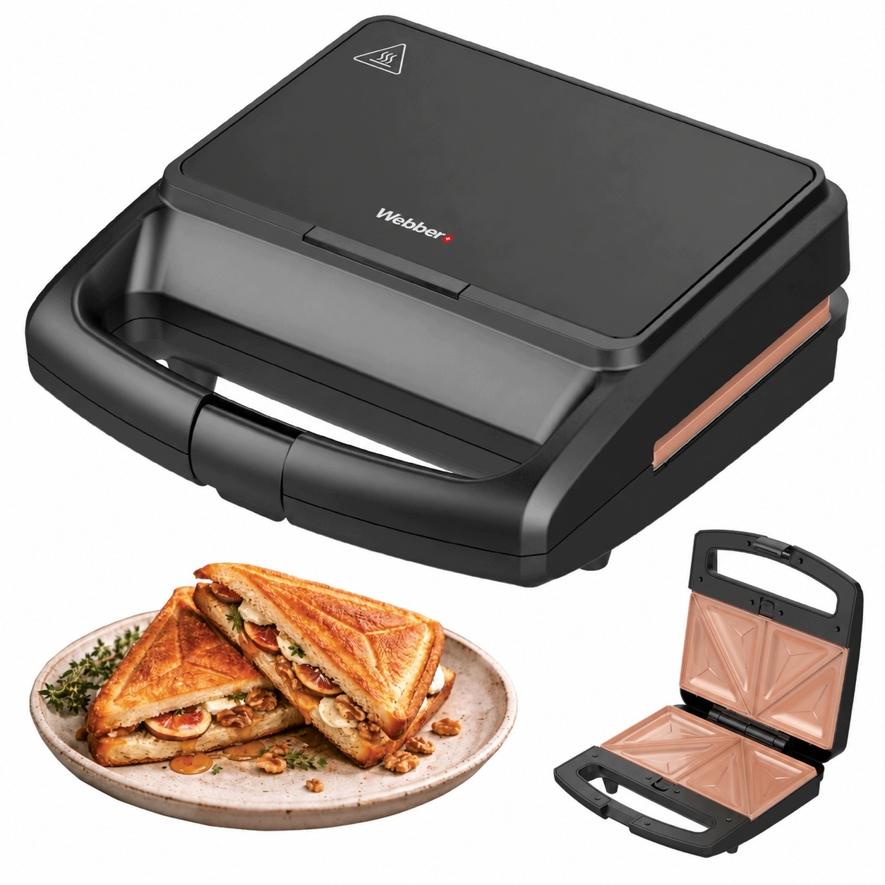 Opiekacz do kanapek toster Webber Aurum SR2-G ceramiczny 800W wyjmowane
