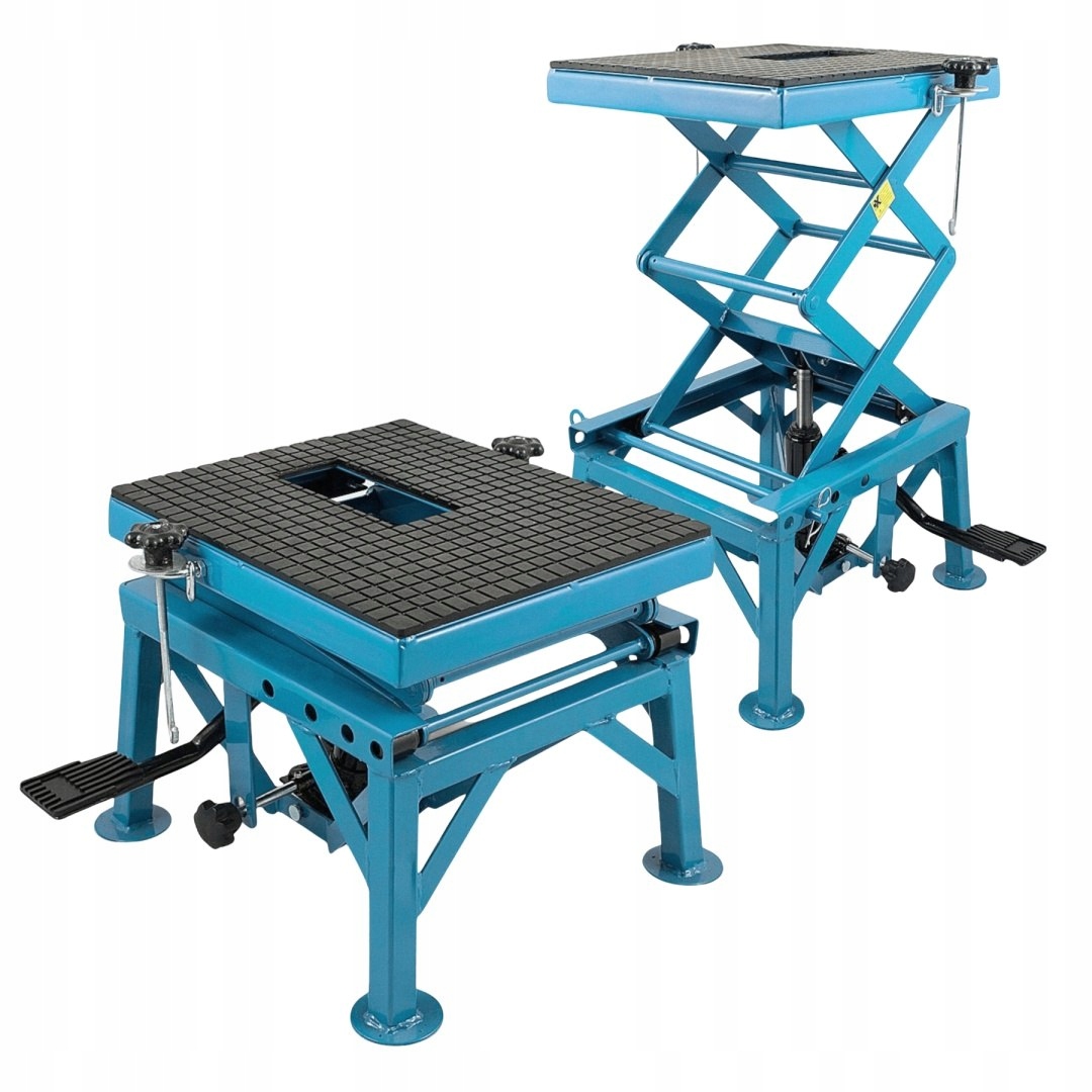 Hydraulický motocyklový zdvihák Platforma 135 kg 87 cm Modrý stabilný