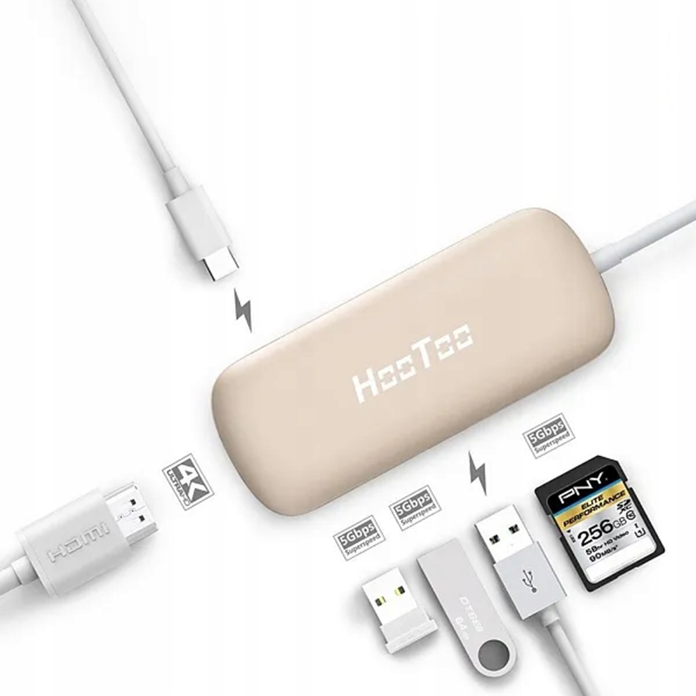 

Adapter Usb-c Hub 6w1 100W 4K Gold Macbook