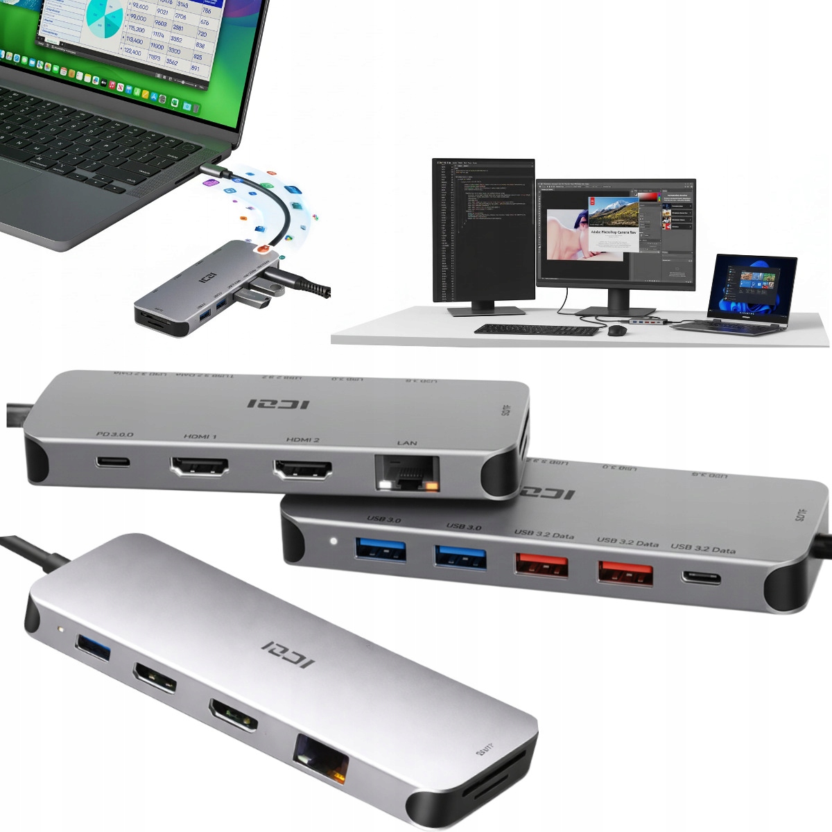 Dokovací Stanice Usb-c Hub 2x Hdmi Pd Dvojitý Monitor Pro Notebook Lenovo