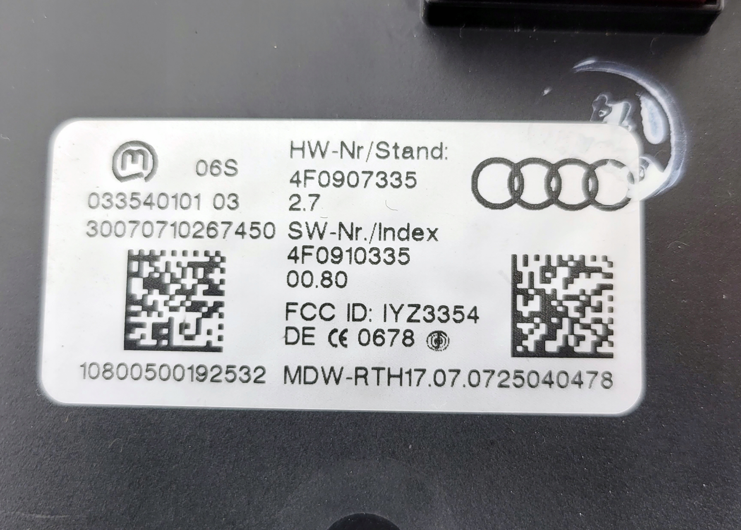 AUDI A6 C6 modulo Centralina KESSY KEYLESS GO 4F0907335