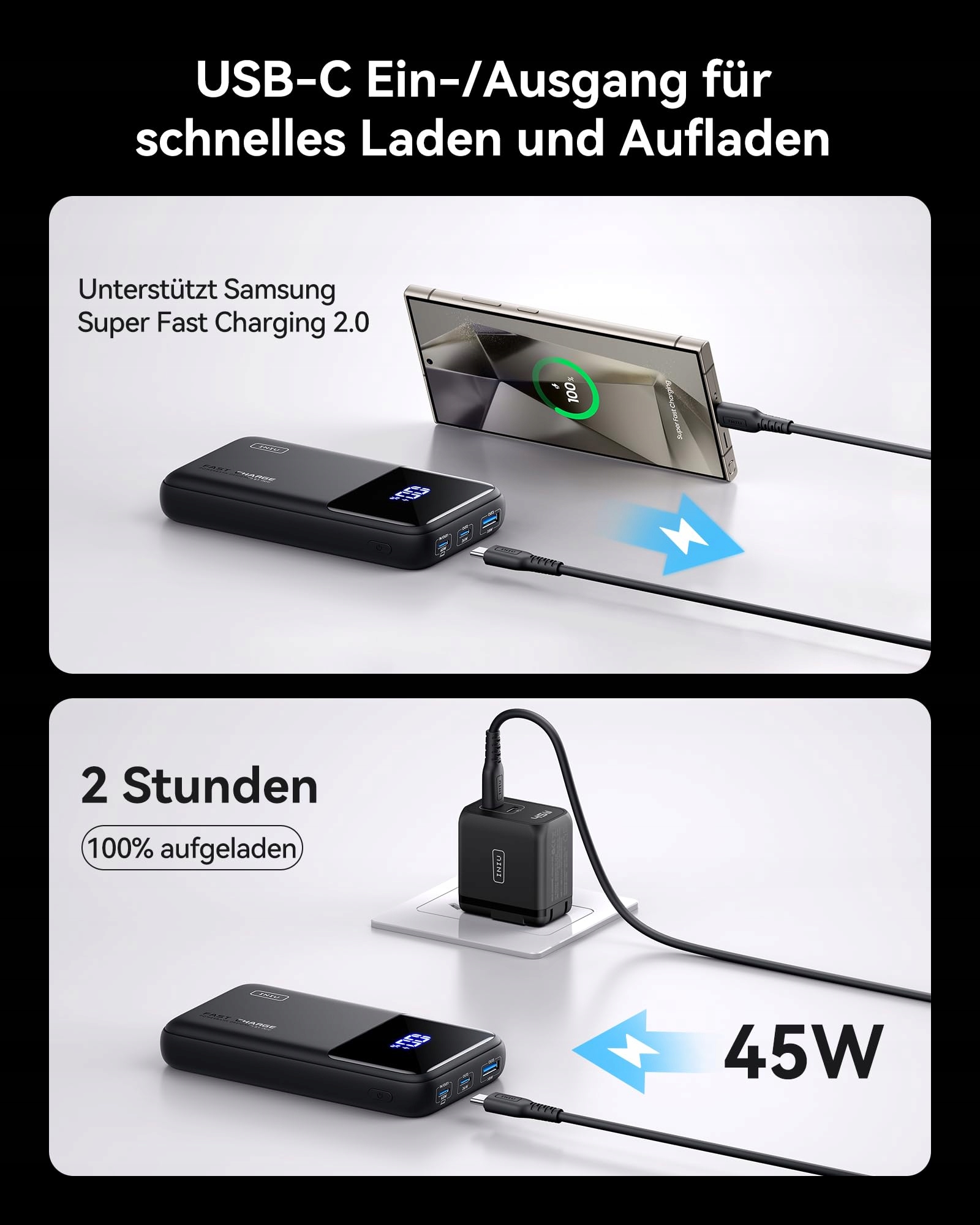 INIU Power Bank 20000mAh 65W USB C Do Telefonów i Laptopów — miniatura 5