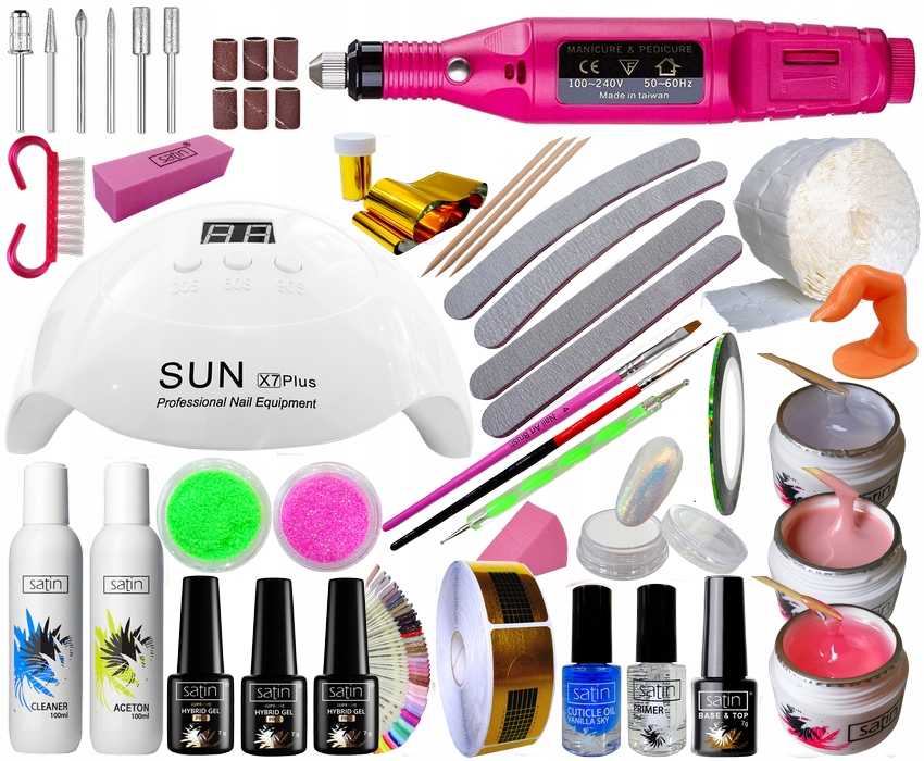 Gelová sada Satin s Uv/led lampou a frézkou