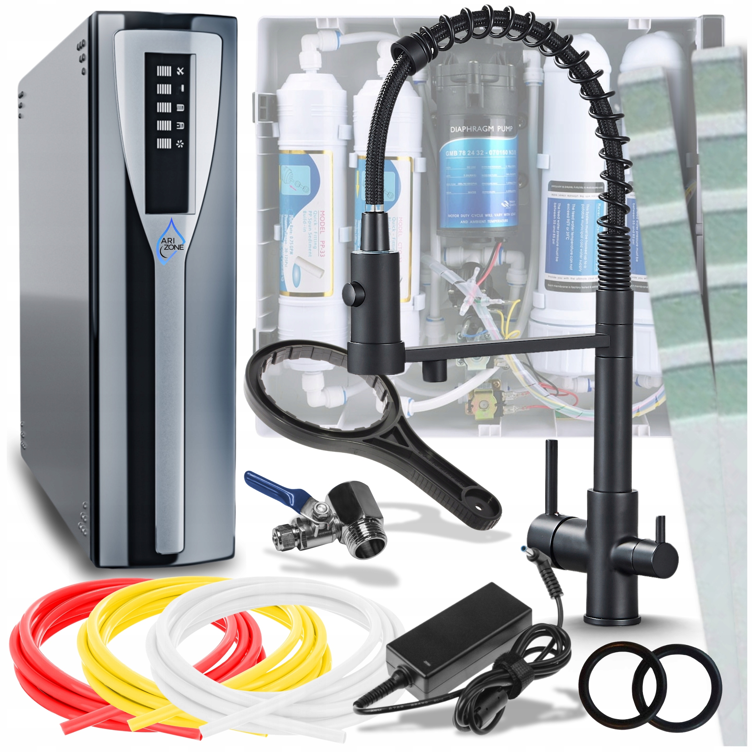 Systém filtrování vody Nanofiltr Baterie Černá Třícestná Kohoutek do kuchyně