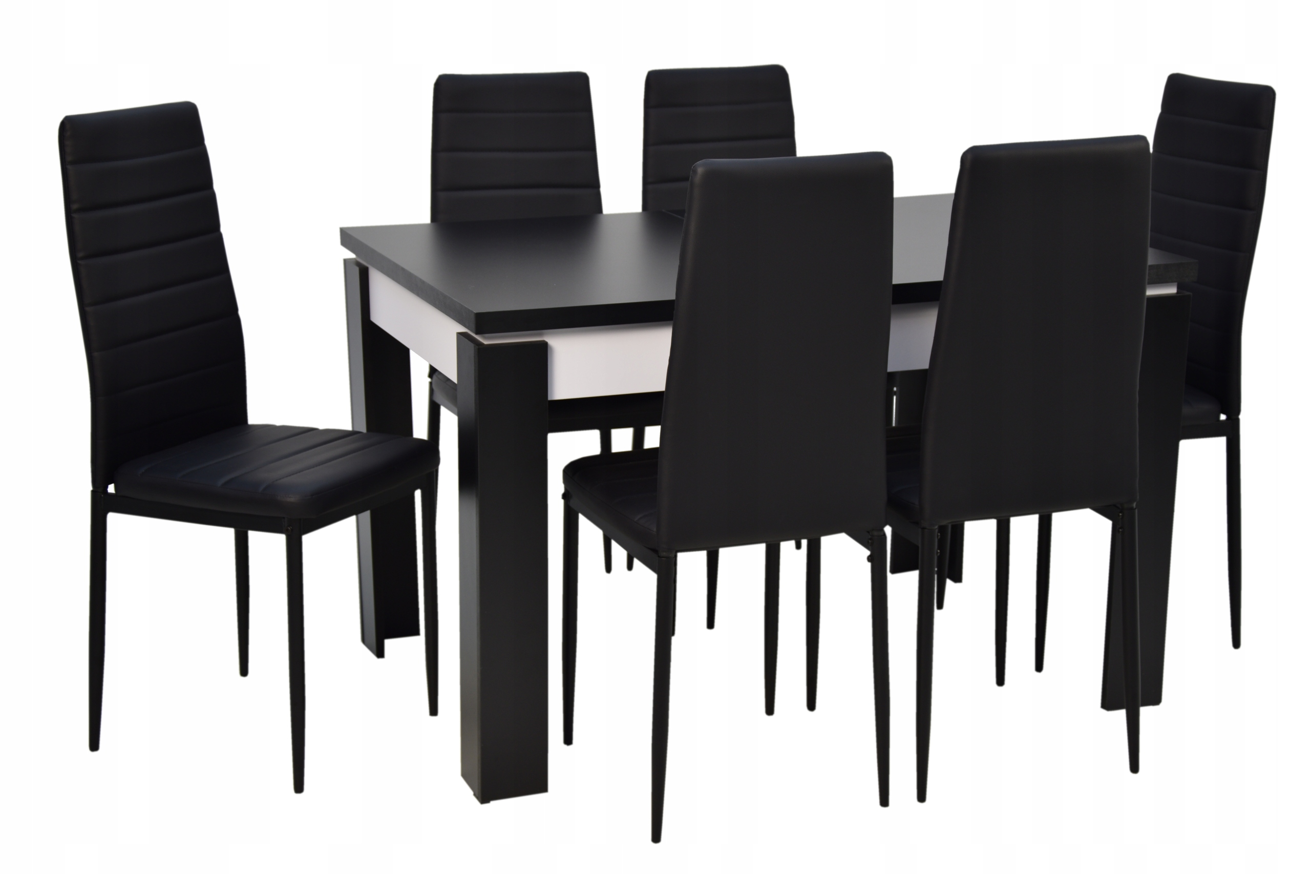 NOWOCZESNY zestaw stół 6 krzeseł do SALONU czarny
