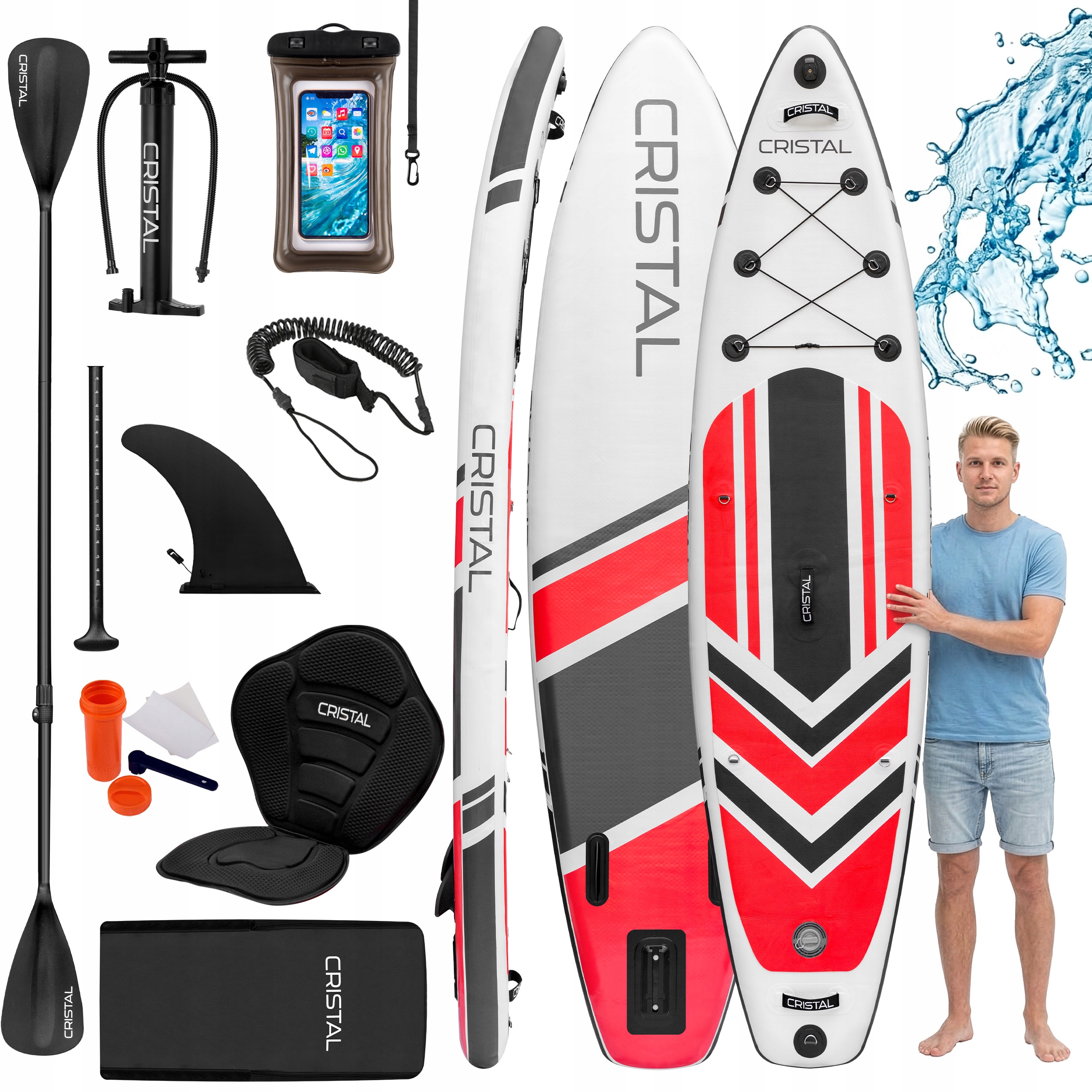 Nafukovací Paddleboard Cristal 320 CM Set Sedátko Pádlo 2V1 S Batohem