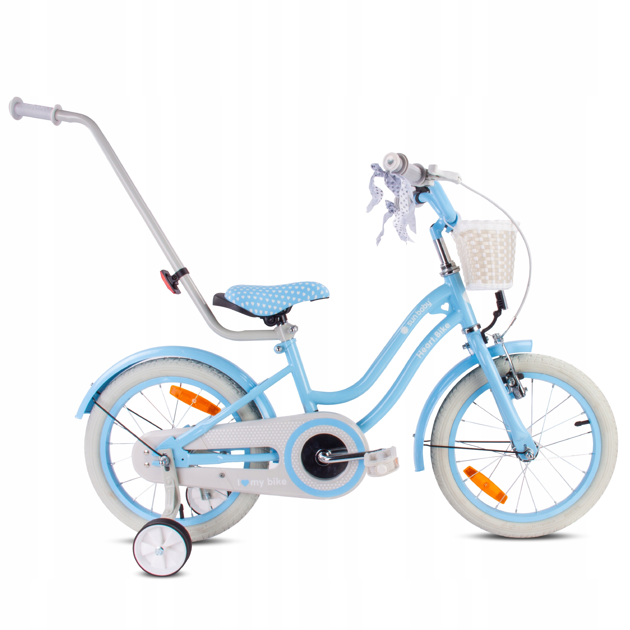 Rowerek dziecięcy Rower dla dziewczynki 16 cali Koszyk Pchacz Kółka boczne