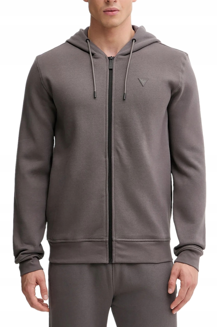Tepláková Mikina Šedá S Kapucí, Rozepínací, Bavlněná, Bez Vzoru Guess L
