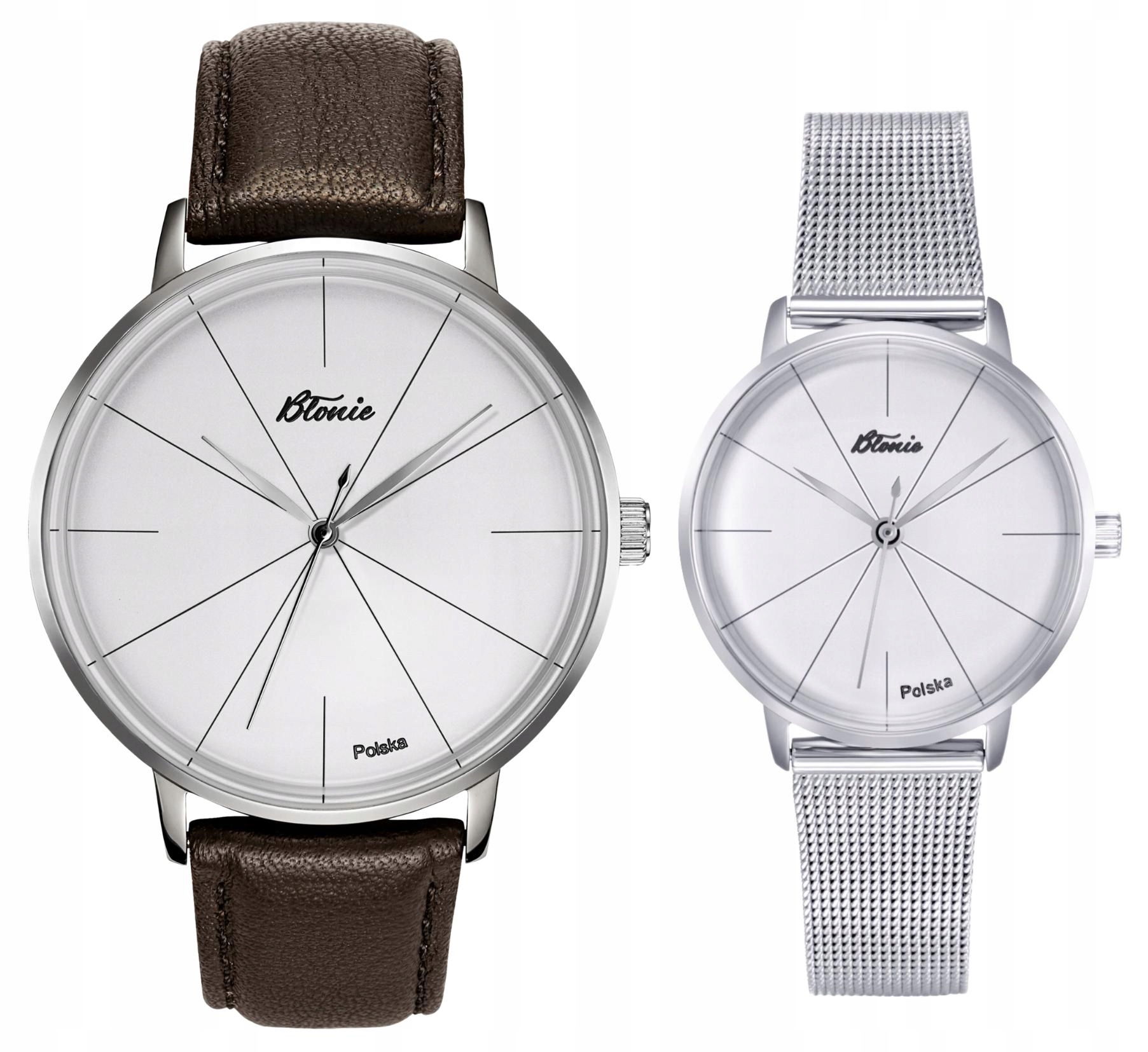 Originální sada pro páry Hodinky Błonie Bříza a Lila dárek na svatba