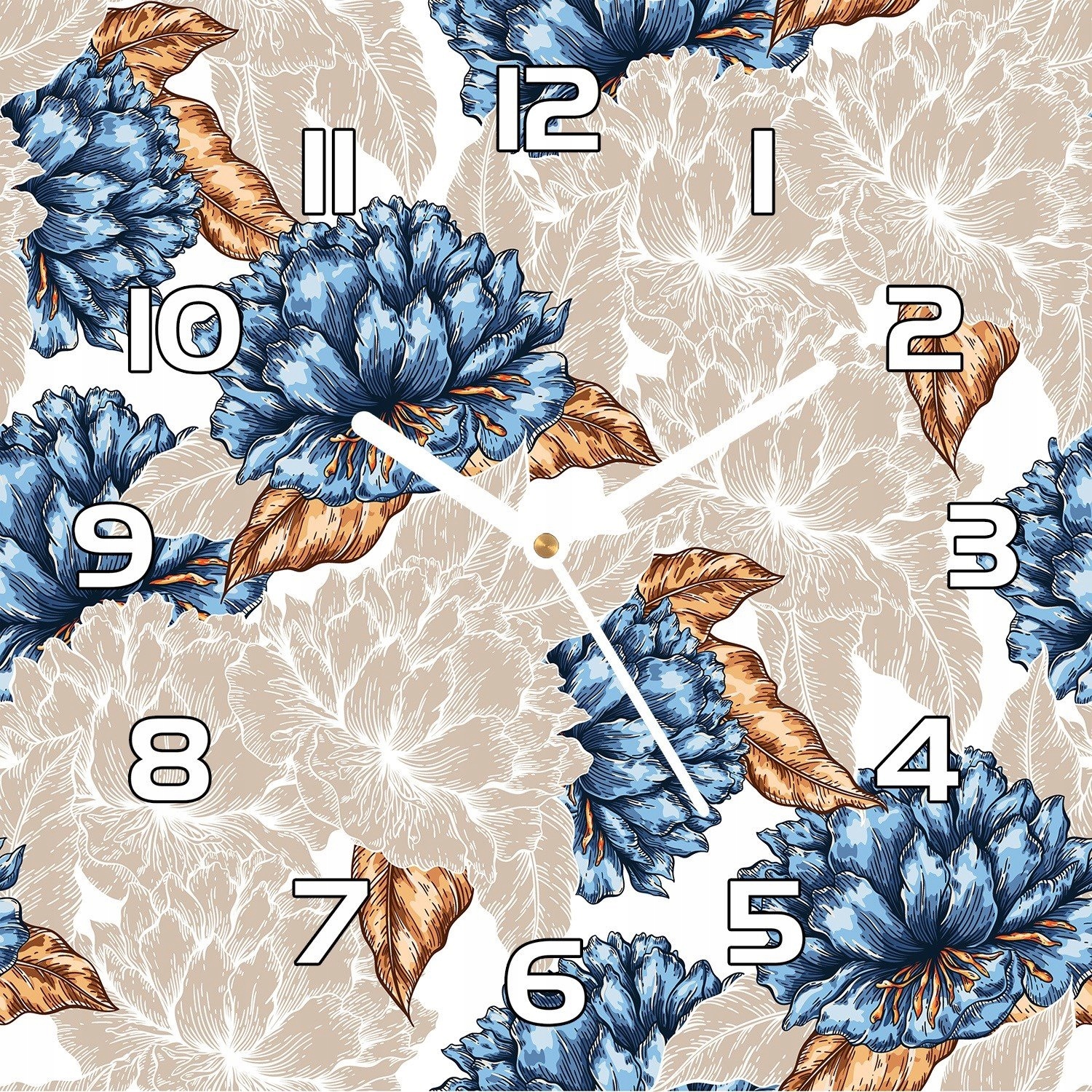 

Zegar szklany kwadratowy Niebieskie kwiaty 30x30cm