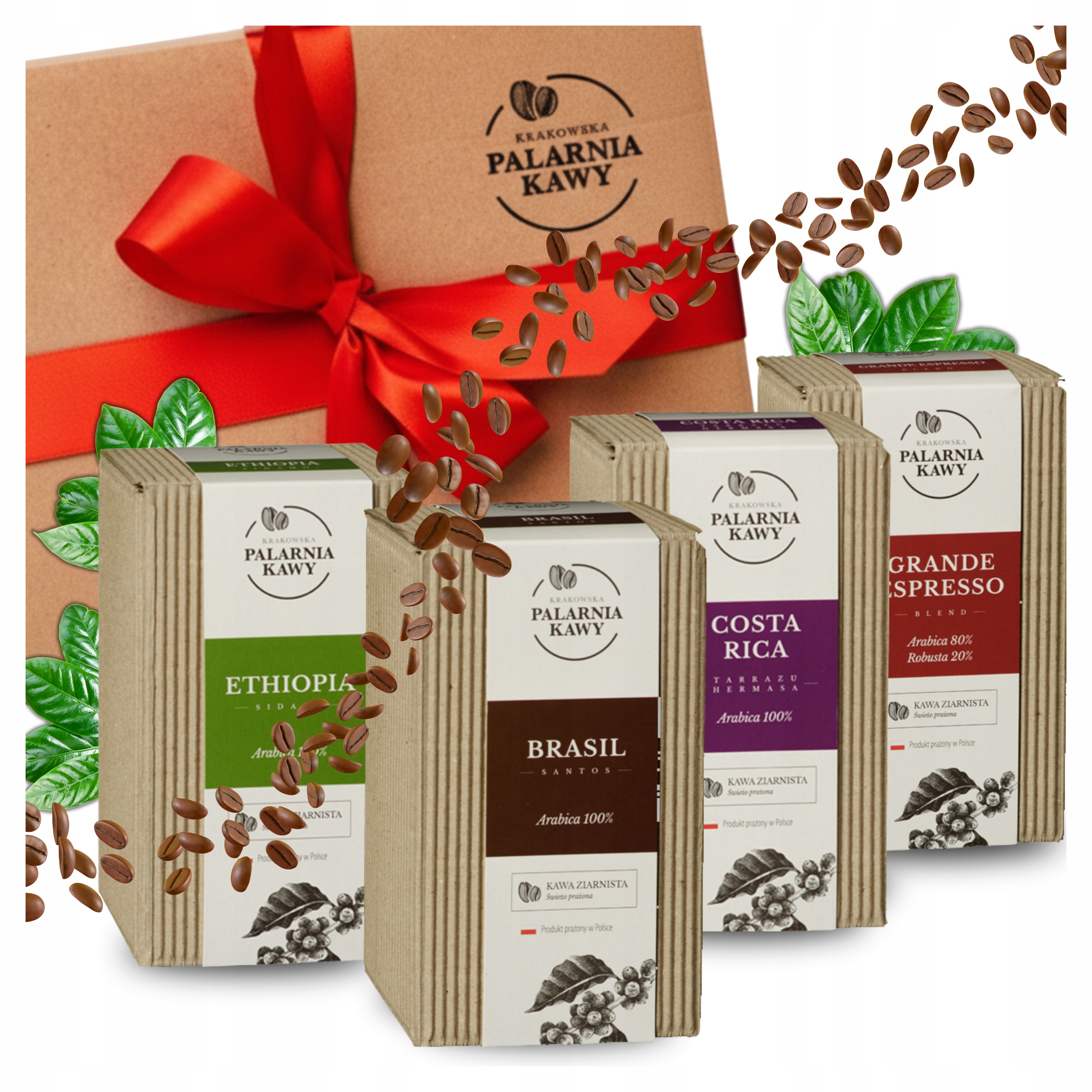 Duży Zestaw Prezentowy Kawa Ziarnista 8x250g Różnorodne Kawy