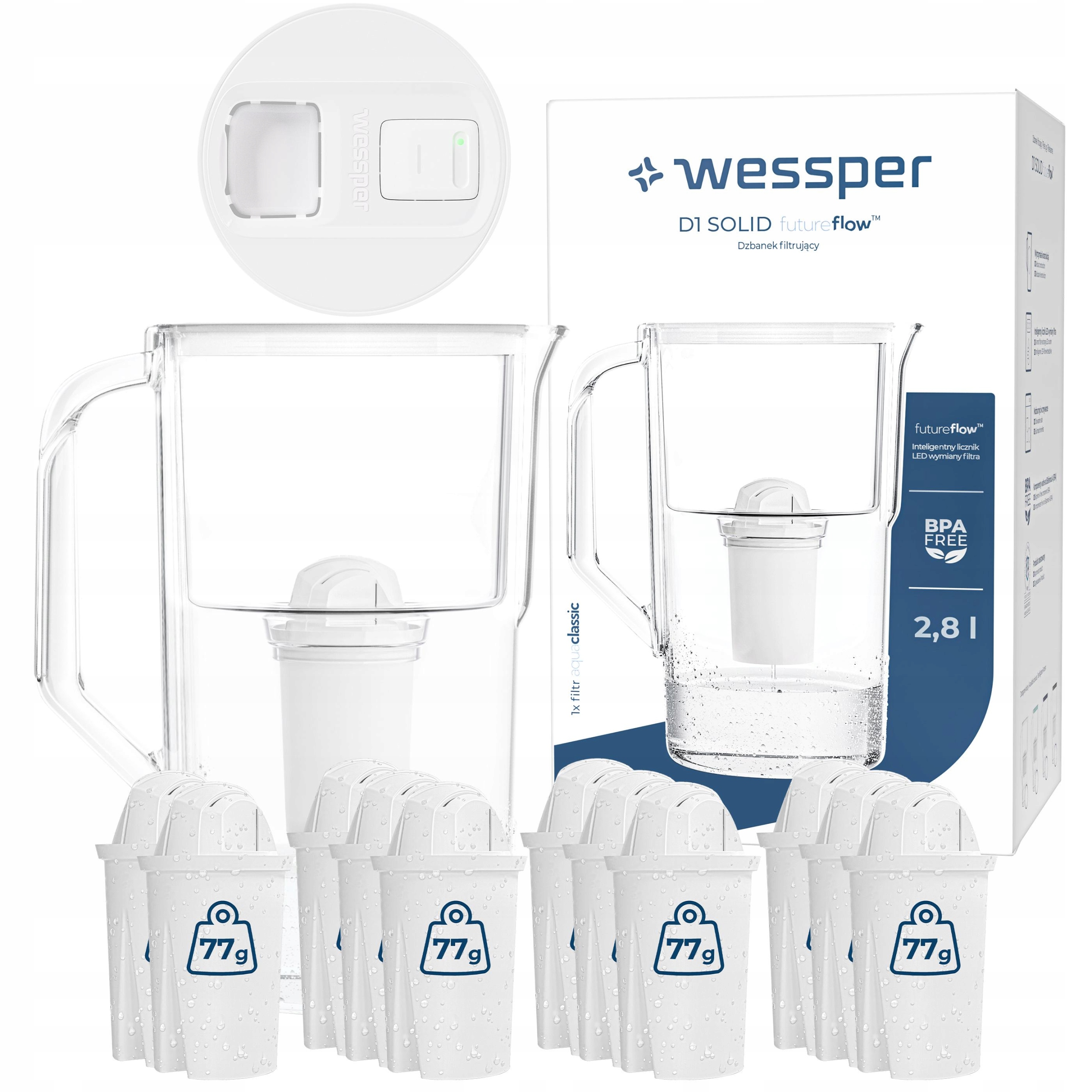 Filtrační konvice Wessper D1 Solid 3,3 l aquaclassic Led 12 x filtr