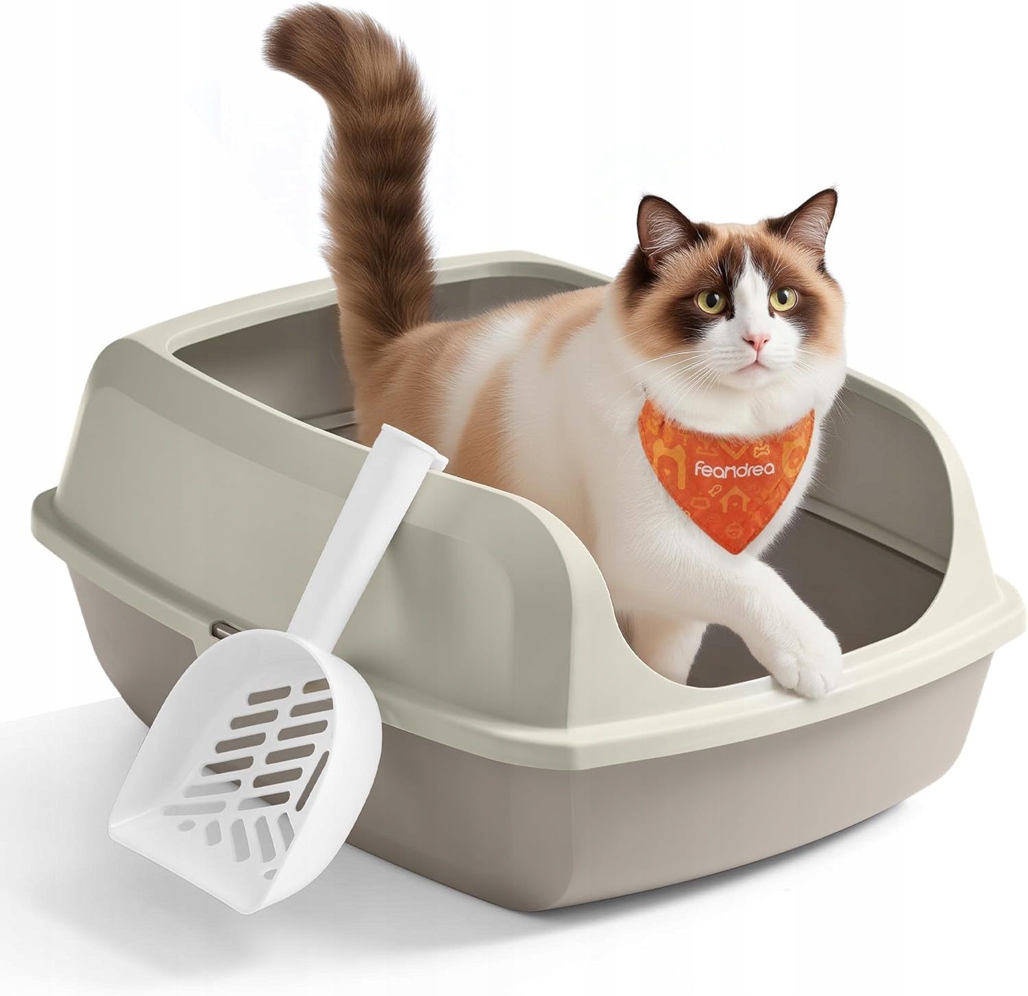 Levně Feandrea otevřená kočičí toaleta 56 cm x 42 cm x 23,5 cm cappuccino béžová