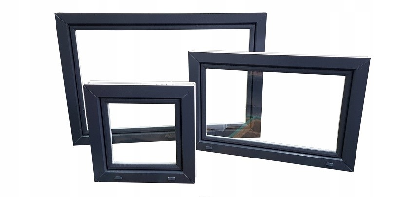 OKNO 700 x 700 PIWNICZNE INWENTARSKIE ANTRACYT Wysokość 700 mm