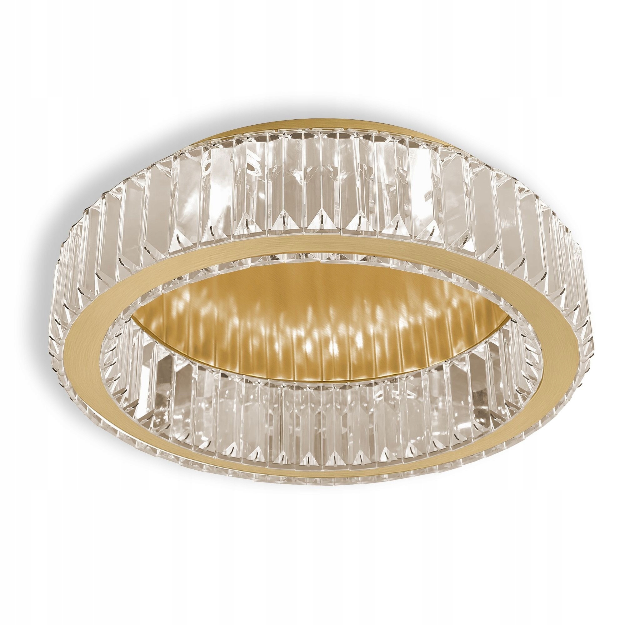 Stropné Svietidlo Kryštálová lampa Sklo 40 cm Zlatá kartáčovaná Ryflovaný prsteň