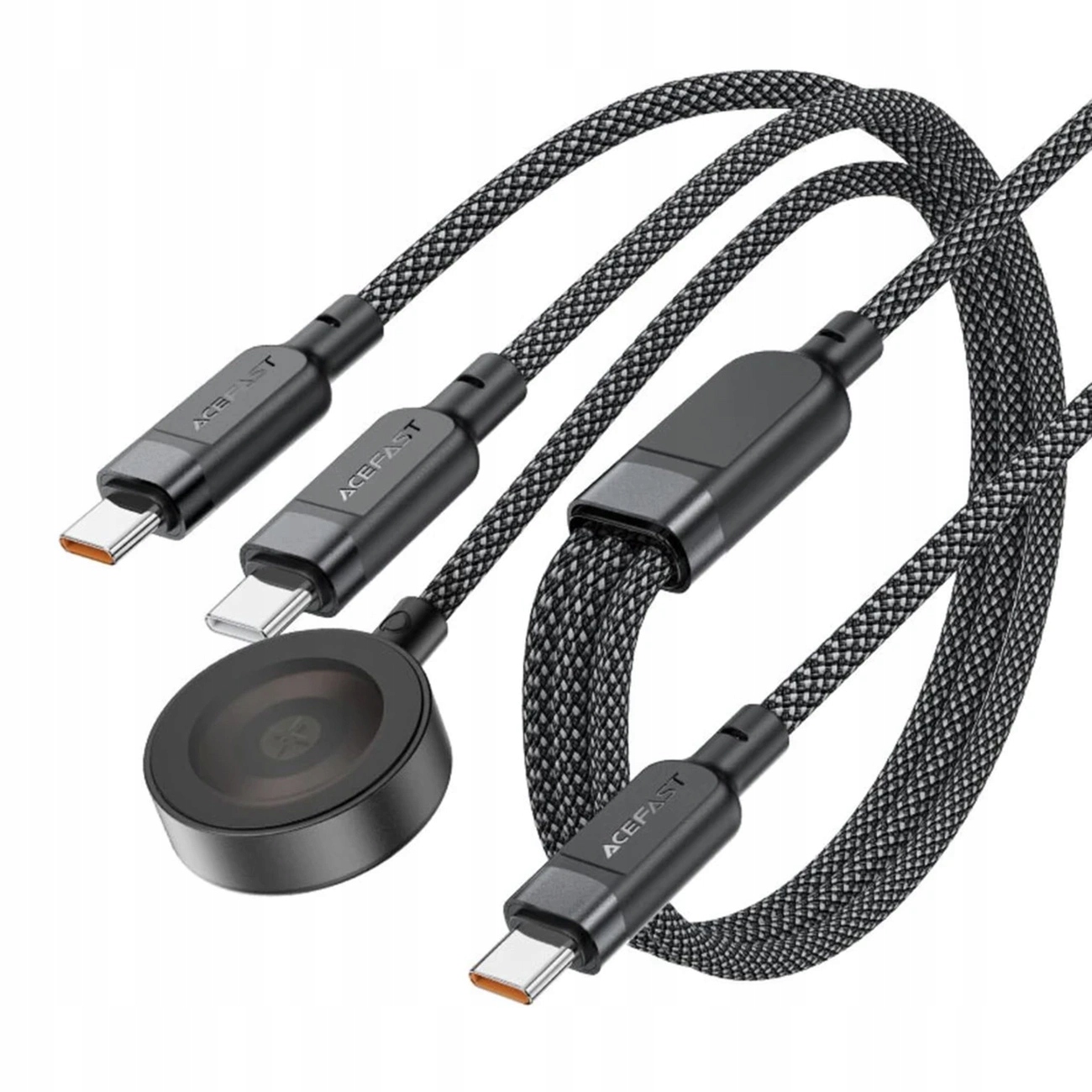 Kabel 3w1 Acefast C6- 11 Usb- C 2x Usb- C Qi 480Mb/ s 100W 1. 2m czarny