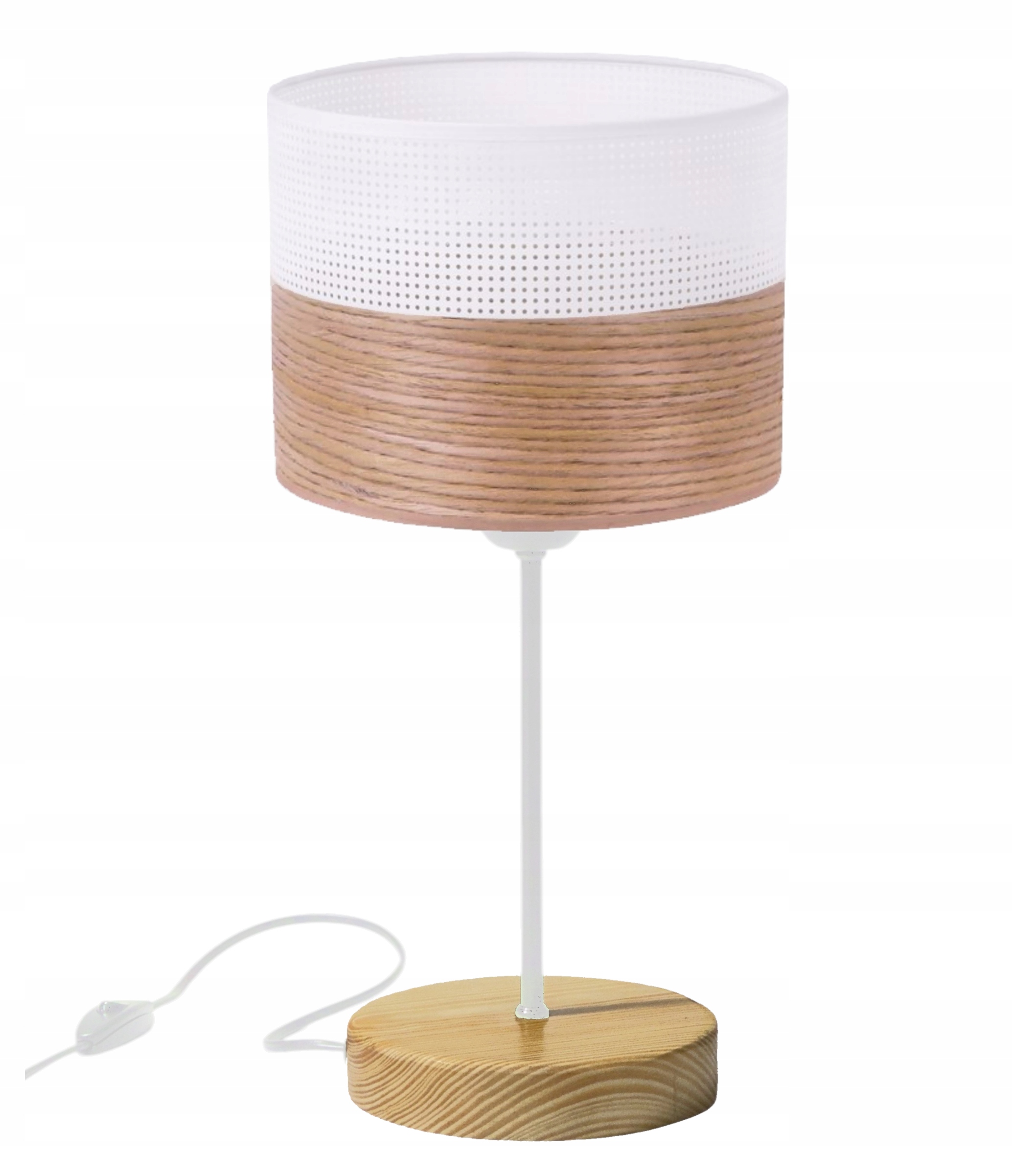 Noční Lampa Stolní Dubová Fornir Dub Světlý Bílá Edison E27 Led