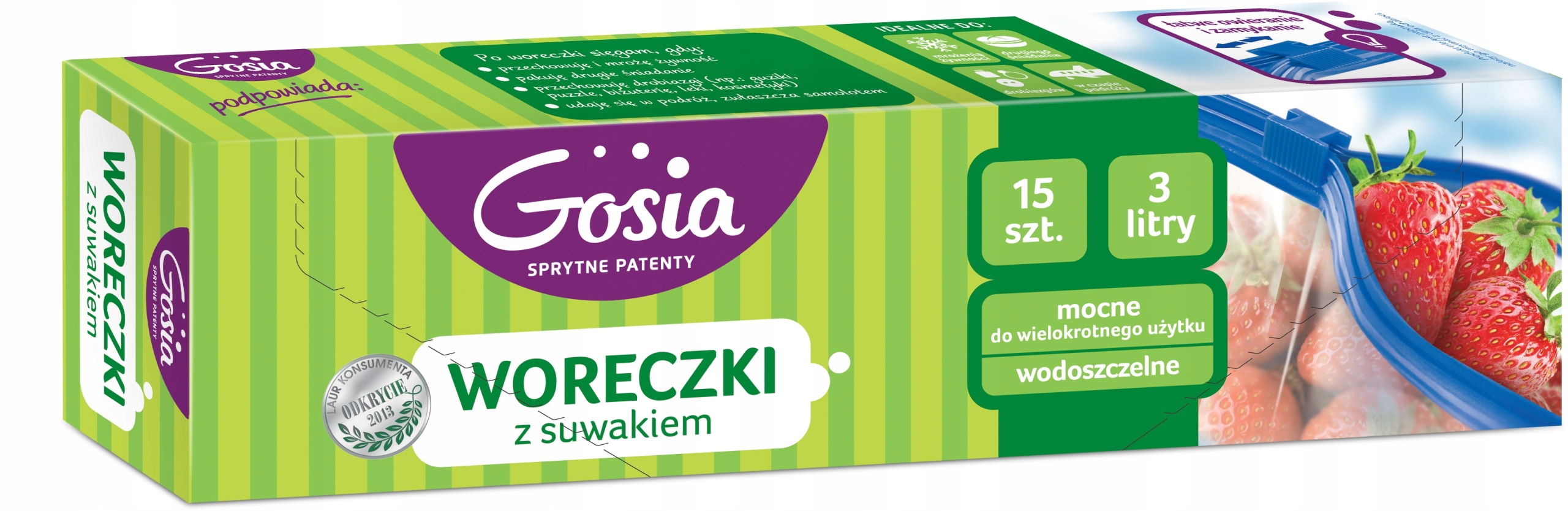 

Gosia Woreczki z Suwakiem Wielorazowe 3L 15szt