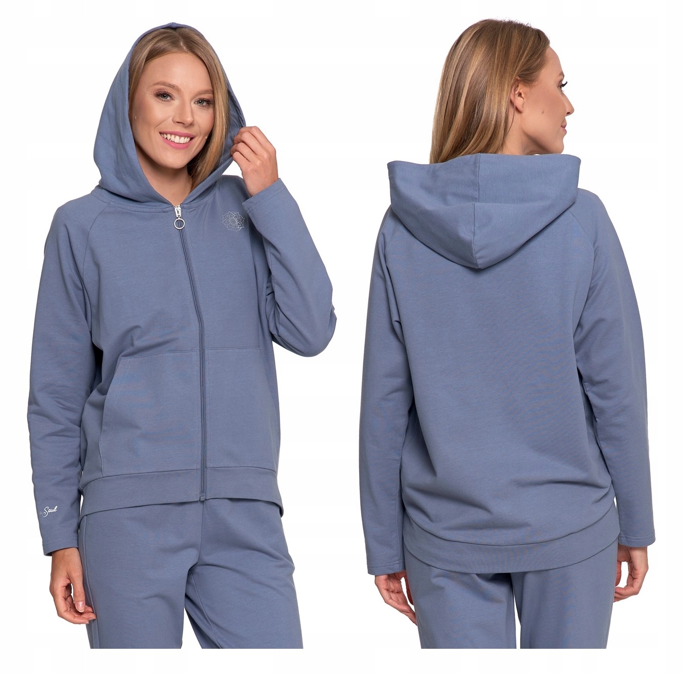 Bluza Damska Dresowa Bawełniana Na Zamek Grafitowa Z Kapturem Moraj XL