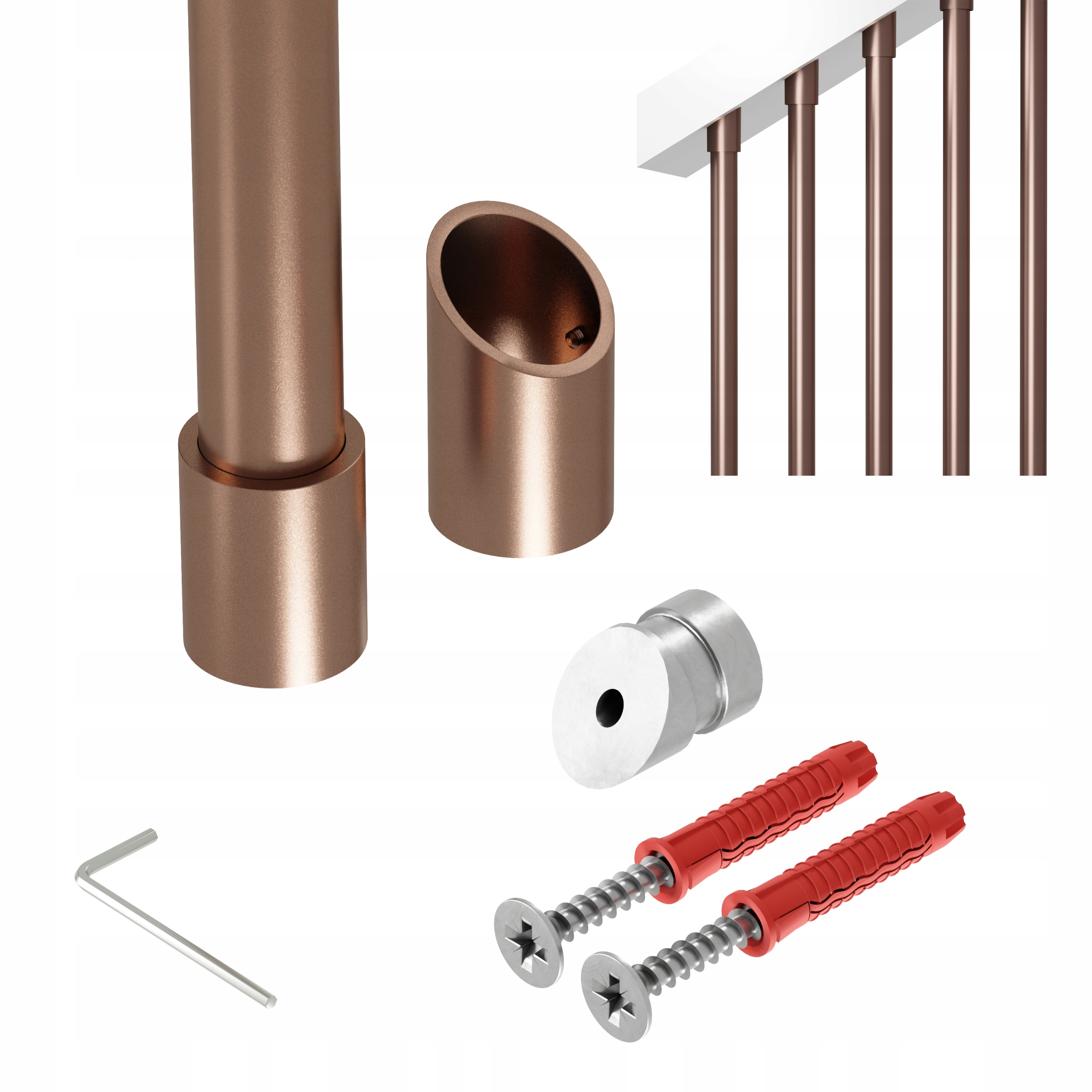 Zábradlí na schody šikmé 32 st Harfa fi 25 mm měď 295 cm Naxo 32