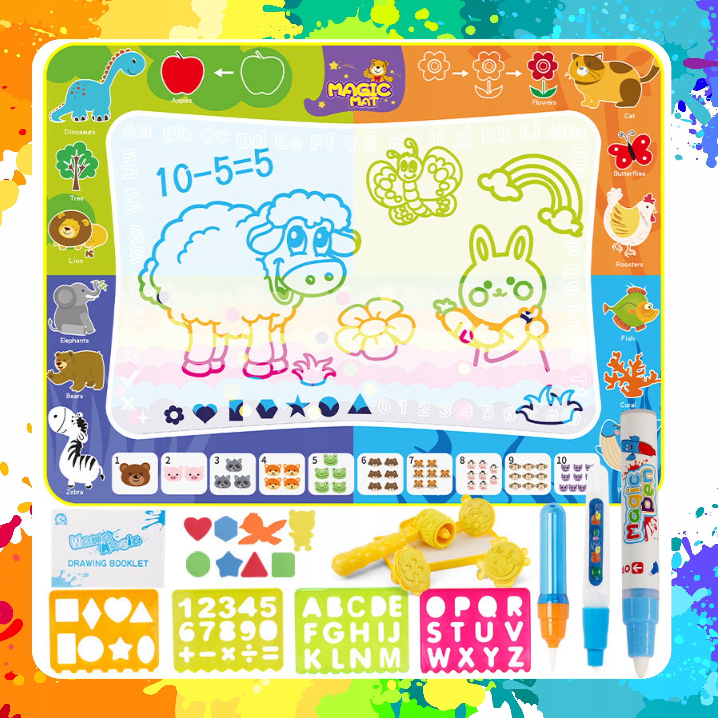 MATA WODNA DO MALOWANIA RYSOWANIA 120x90 PIECZĄTKI FORMY PISAKI ZESTAW XXL Bohater / Bajka brak