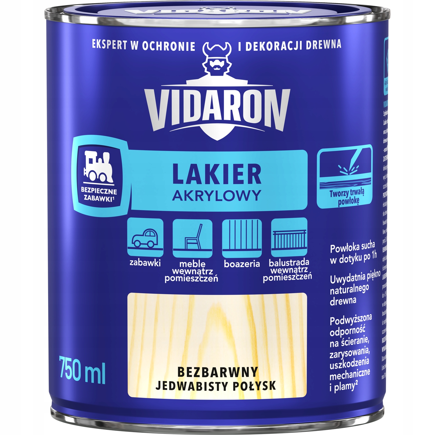 

Lakier akrylowy do drewna Bezbarwny Vidaron 0,75L