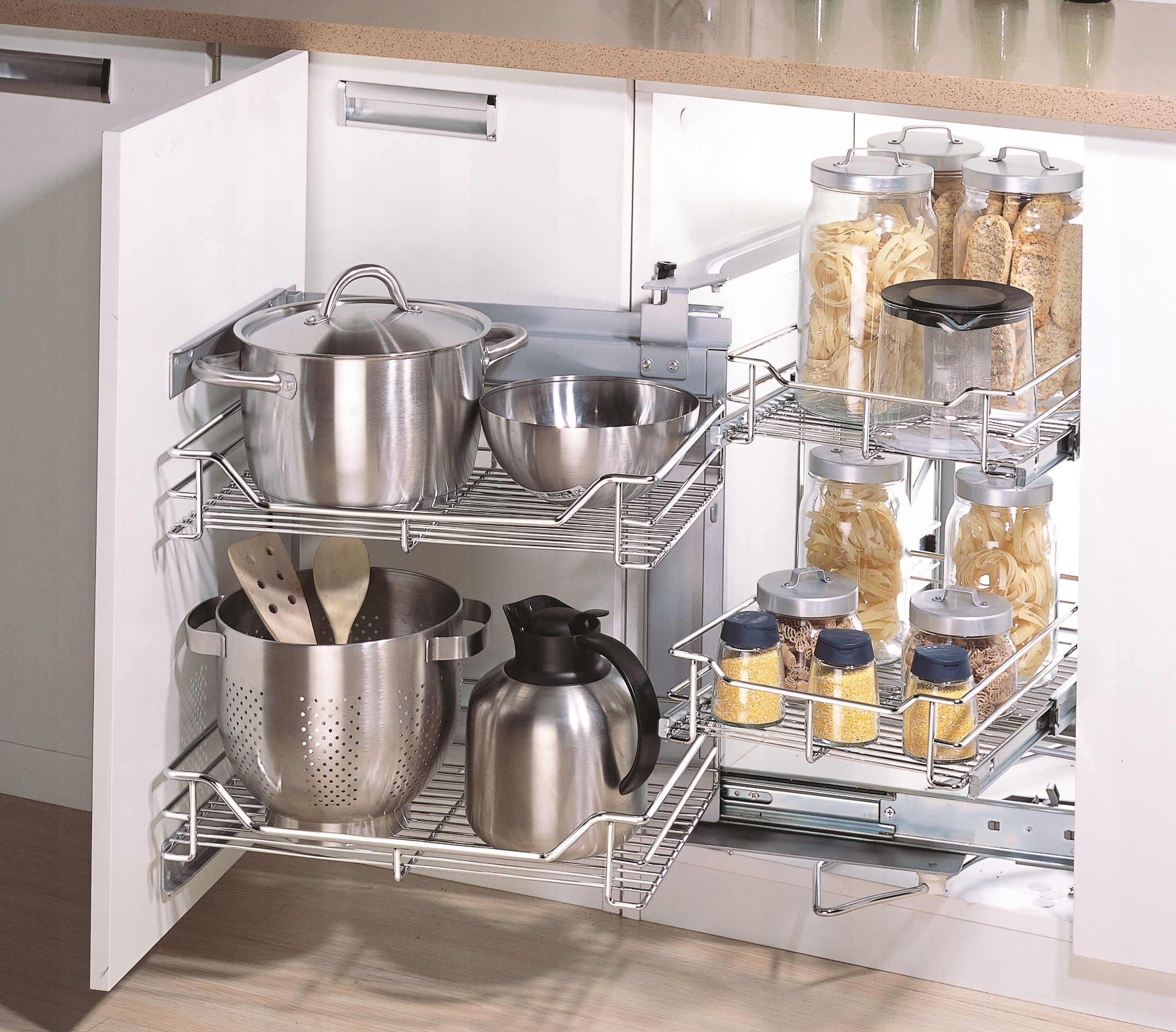 Koš Cargo Corner Magic 900 MM PTJ017HA Levý Přítah Zavírání Chrom Amix