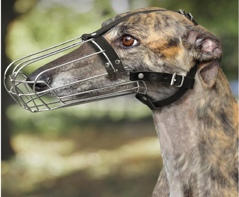 Levně Bronzedog Košíkový náhubek z nerezové oceli a kůže – pro velké psy