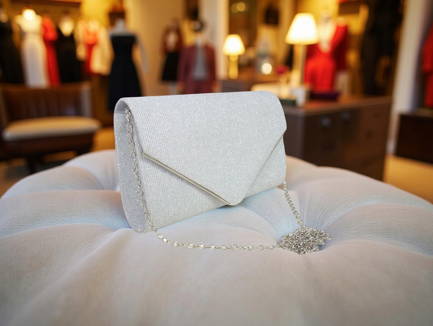 TOREBKA WIZYTOWA na RAMIĘ KOPERTÓWKA ZŁOTA SREBRNA ŁAŃCUSZEK WIECZOROWA Marka inna