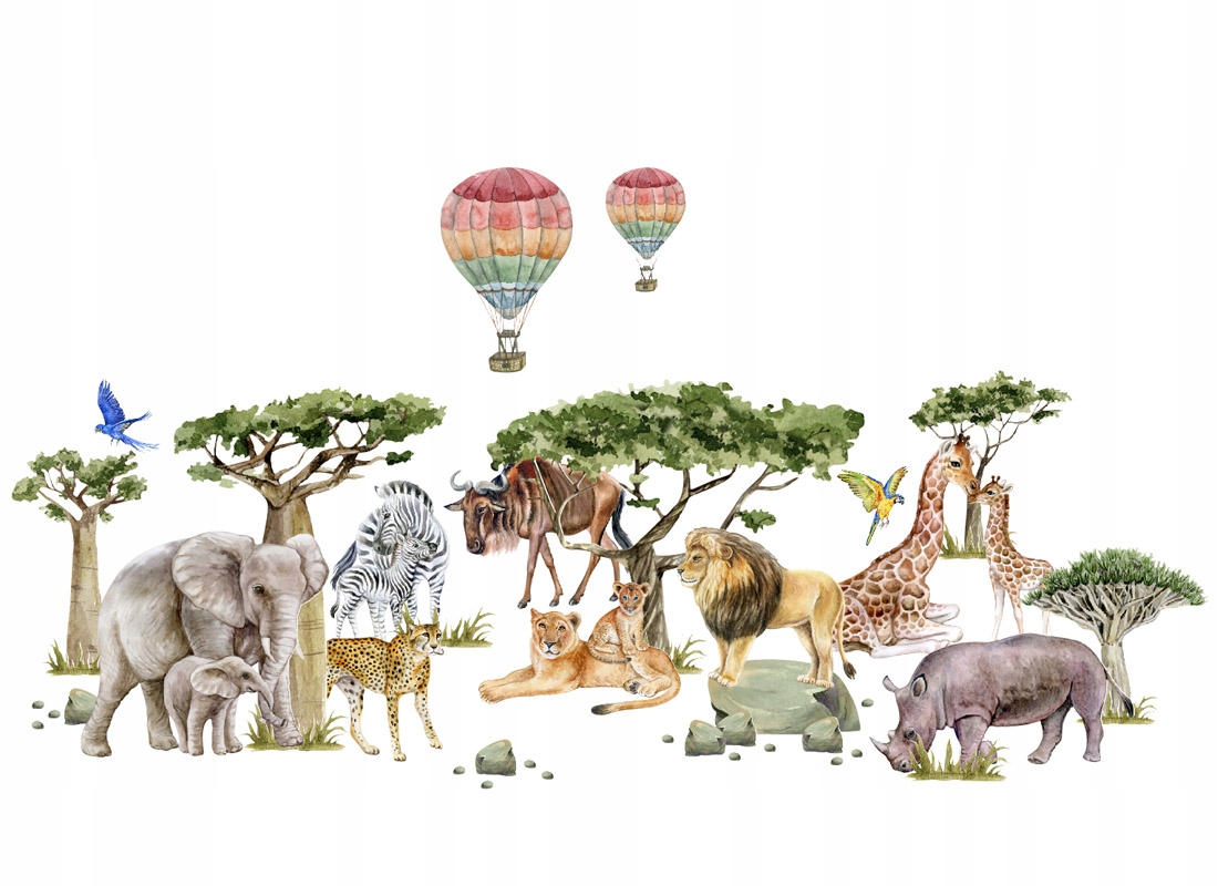 

Naklejki na ścianę Safari lew słoń zebra