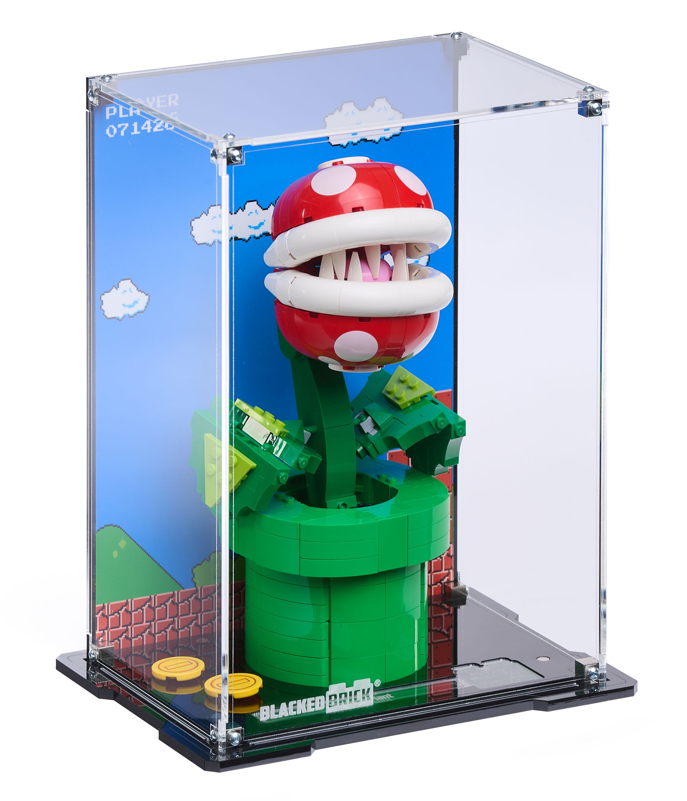 Vitrína s pozadím Blacked Brick pro Lego 71426 Mario Květina Piraňa