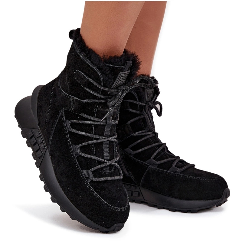 Dámské Semišové Sněhule Na Zip Big Star SS274319 Černé 38