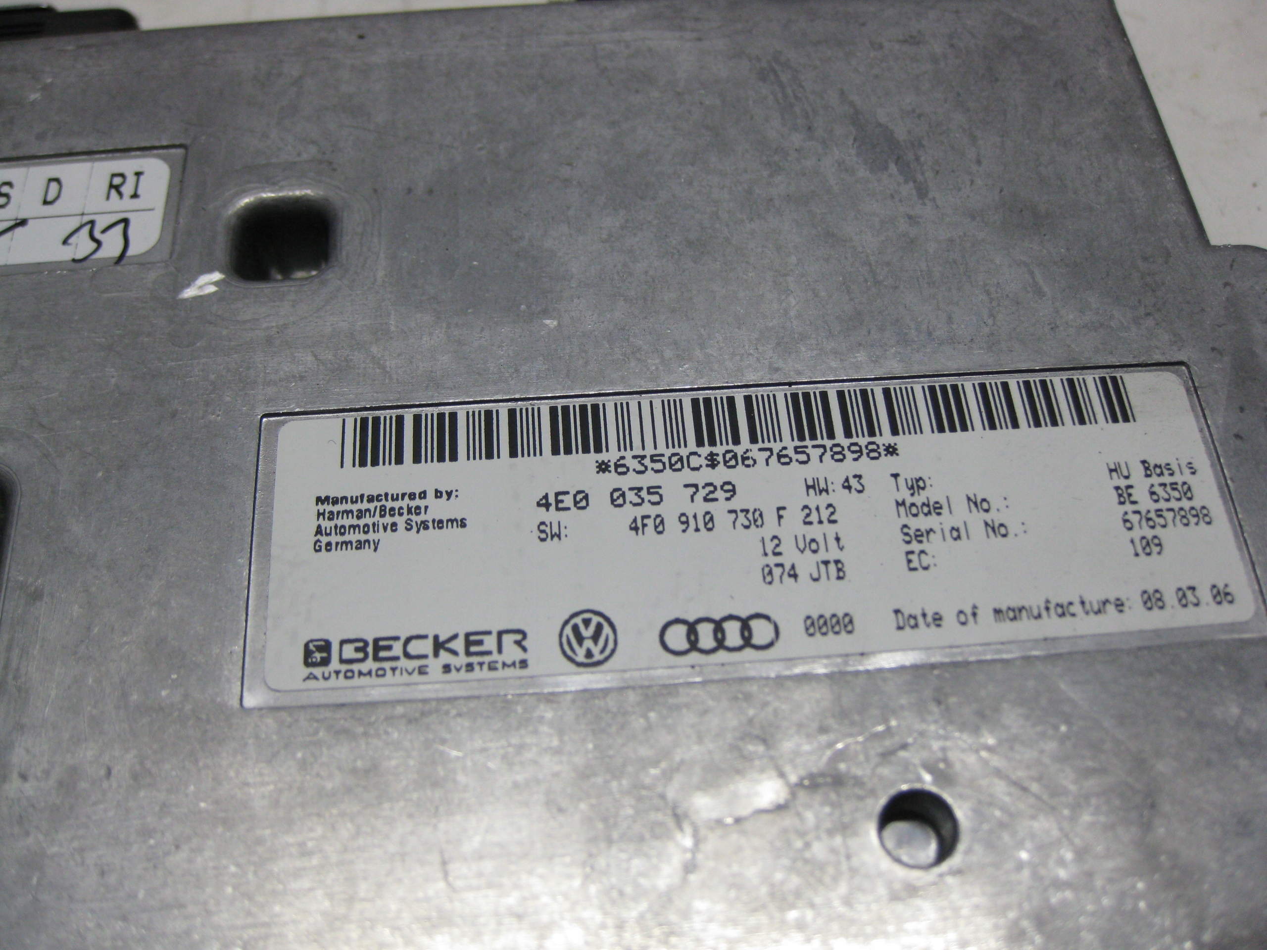 AUDI A6 C6 2.7 TDI 07R module control unit RADIA navigation devices MMI 4E0035729
