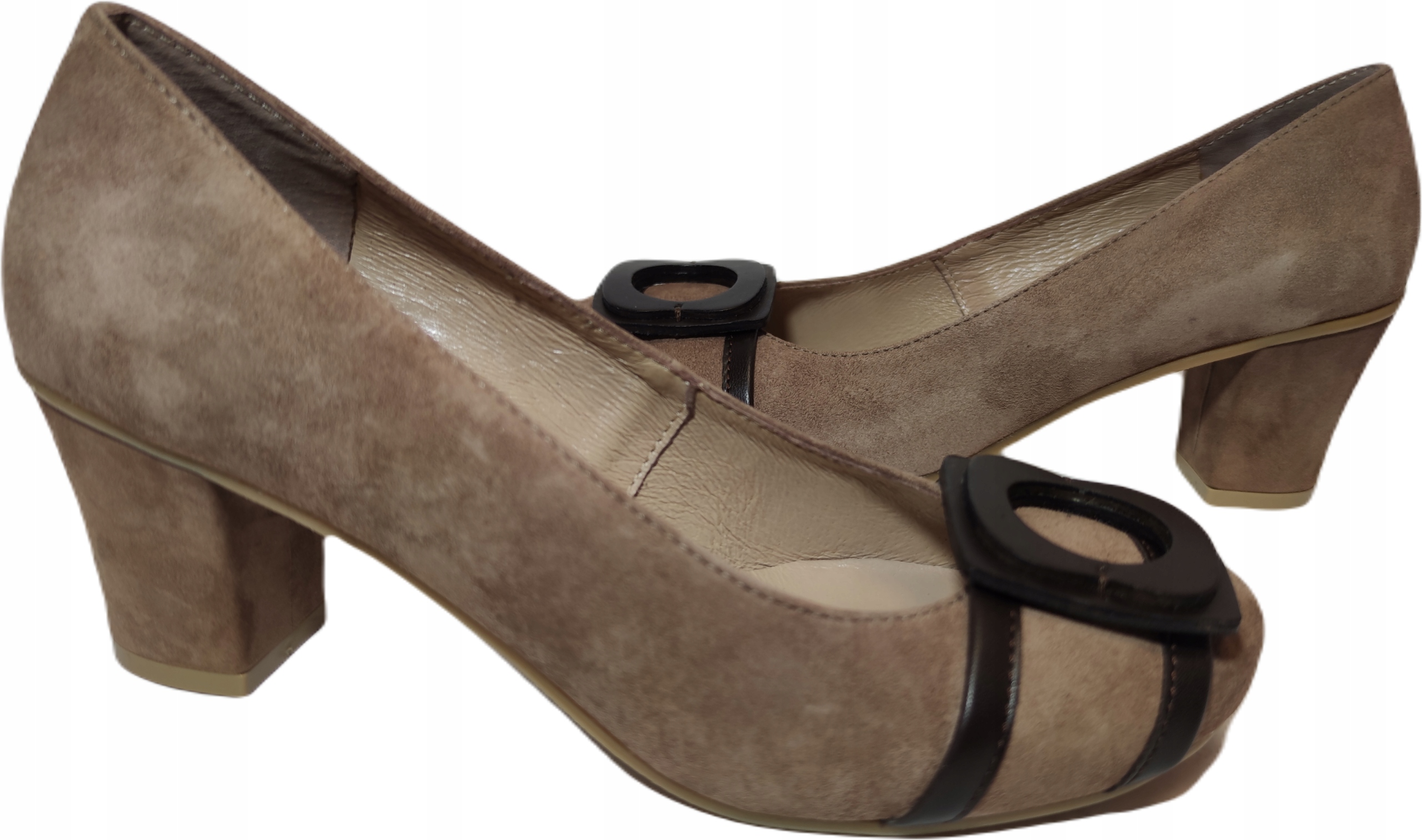 Boty kožené Semiš sloupek Pamar 5137 Béžový r36