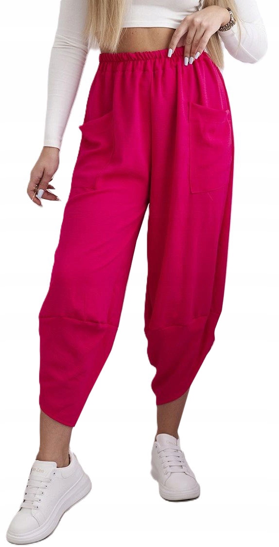 SPODNIE TULIPANY ALLADYNKI Z KIESZENIAMI SZARAWARY SZEROKIE PUMPY BAGGY U