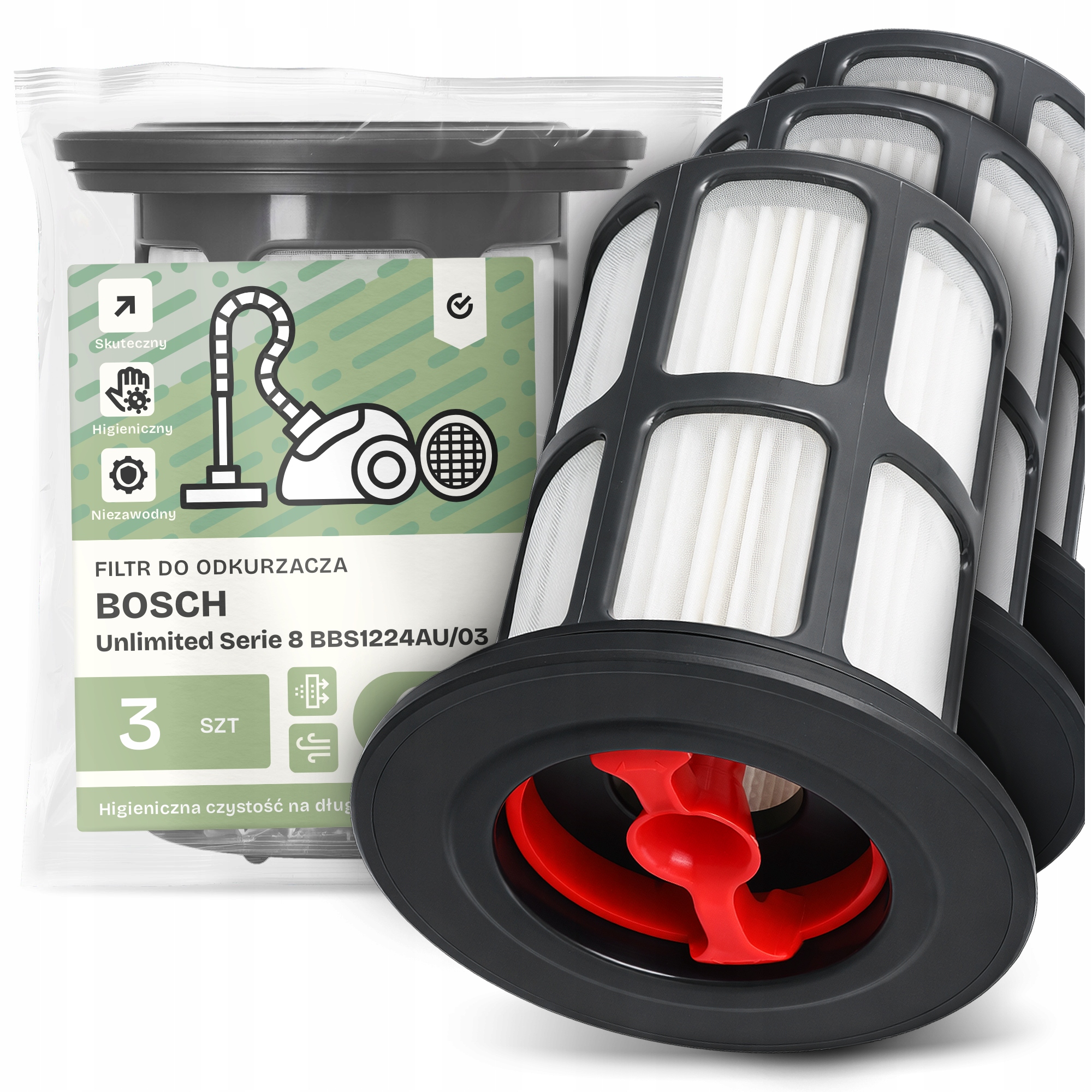 3x Filtr Pro Vysavač Bosch Unlimited Serie 8 BBS1224AU/03 Hepa Filtr Em-w