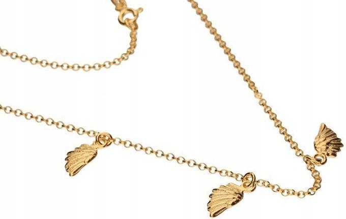 Stříbrný pozlacený náhrdelník 925 choker s křidélky a přívěsky jako dárek