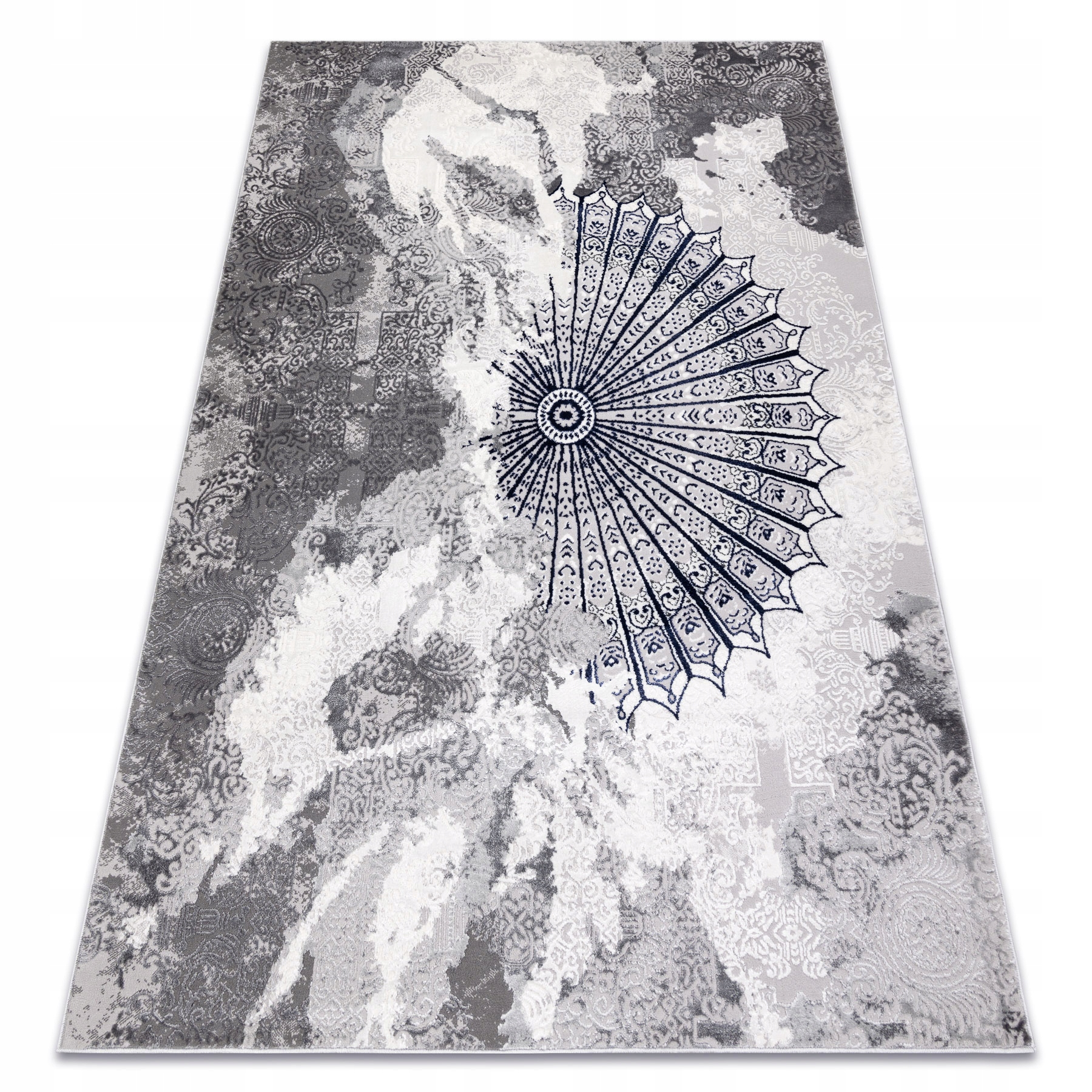 Dywan Strukturalny Dwupoziomowy glamour Abstrakcja szary/granat 280x370 cm