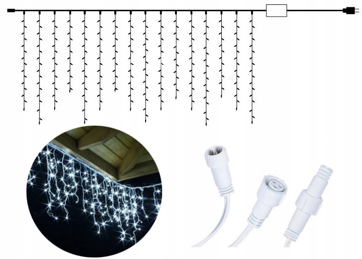 

Lampki 500LED 23,5m Kurtyna Sople Programator Pl