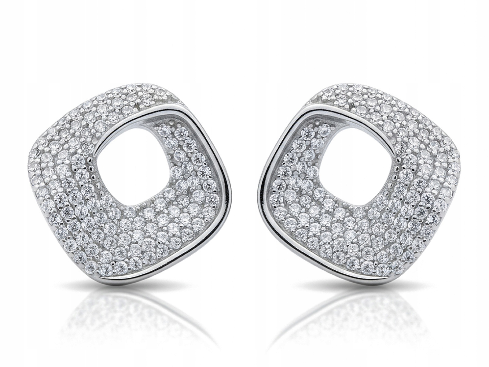 Dámské stříbrné náušnice 925 Čtvercové s efektními zirkony jako dárek