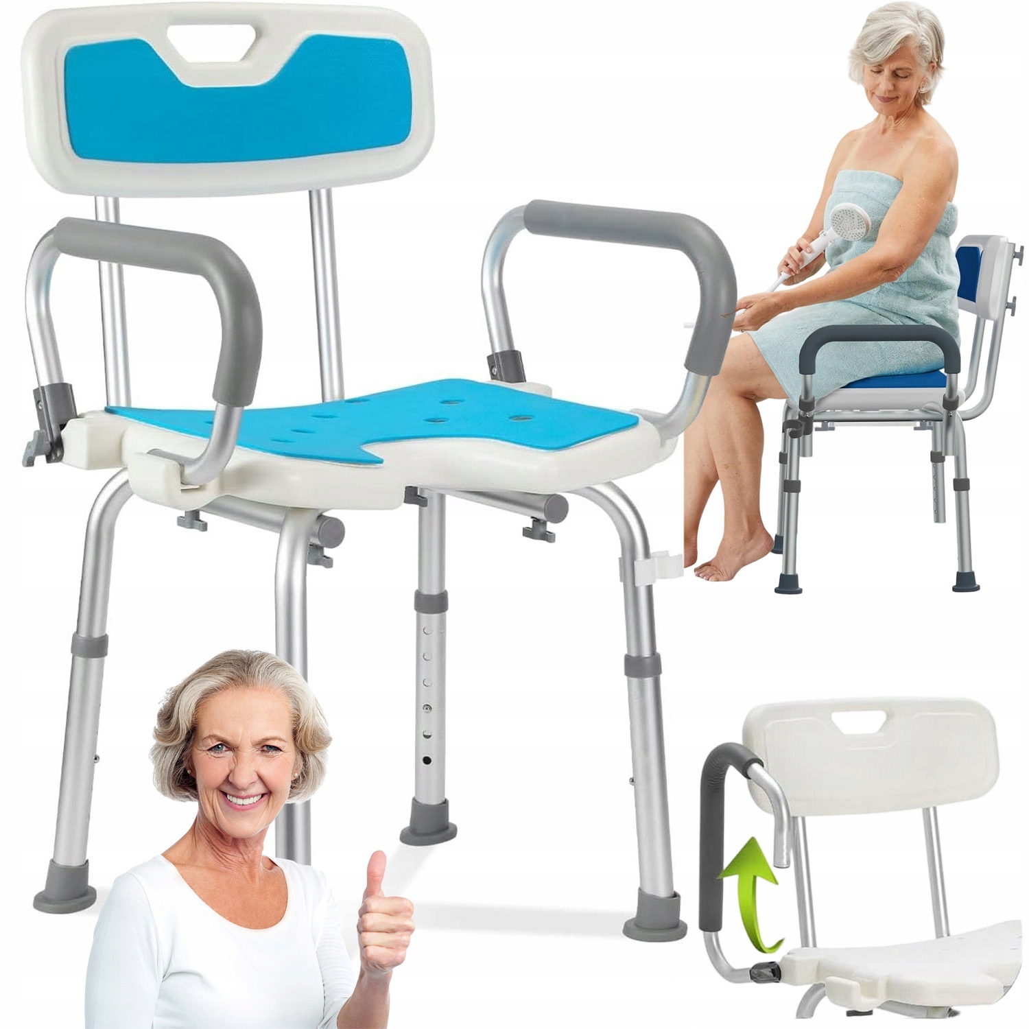 Krzesło Prysznicowe Do Podmywania Mycia Łazienkowe Stabilne Mocne Prysznic