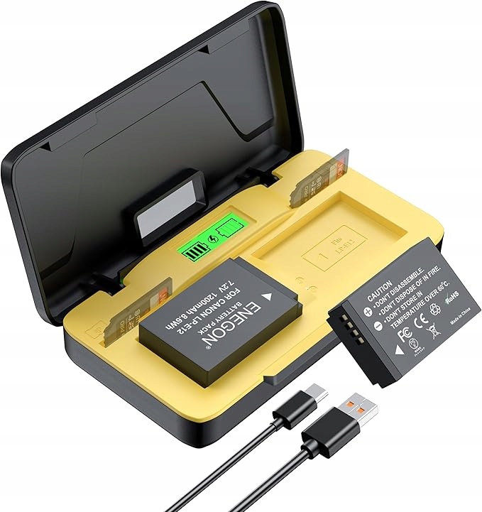 ENEGON LP-E12 Canon ładowarka LCD USB-C + 2 akumulatory