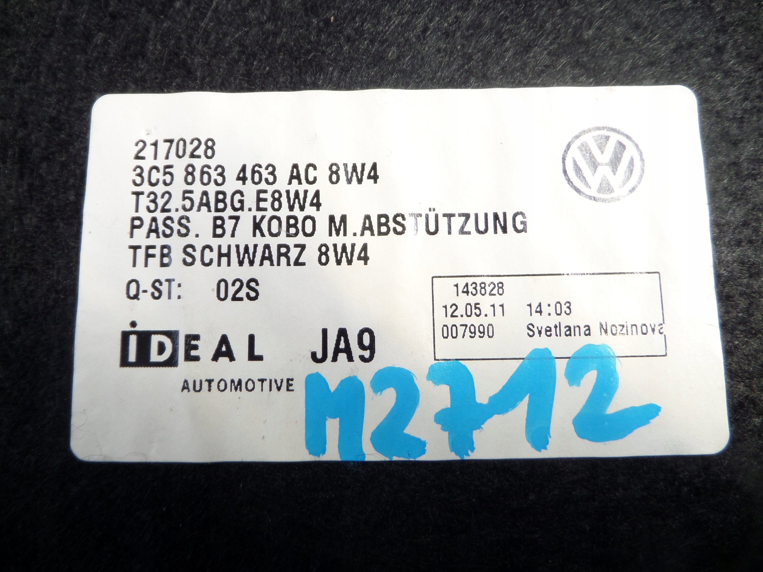 mats boot VW PASSAT B7 3C5863463AC