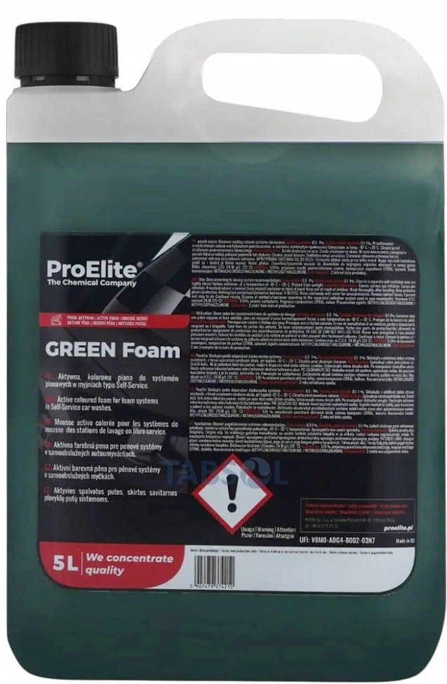 ProElite Green Foam kolorowa zielona aktywna piana do mycia samochodu 5L