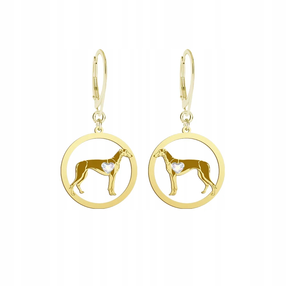 Náušnice Zlaté s pejskem Polish Greyhound 925 Šperky Gravírování Bonus