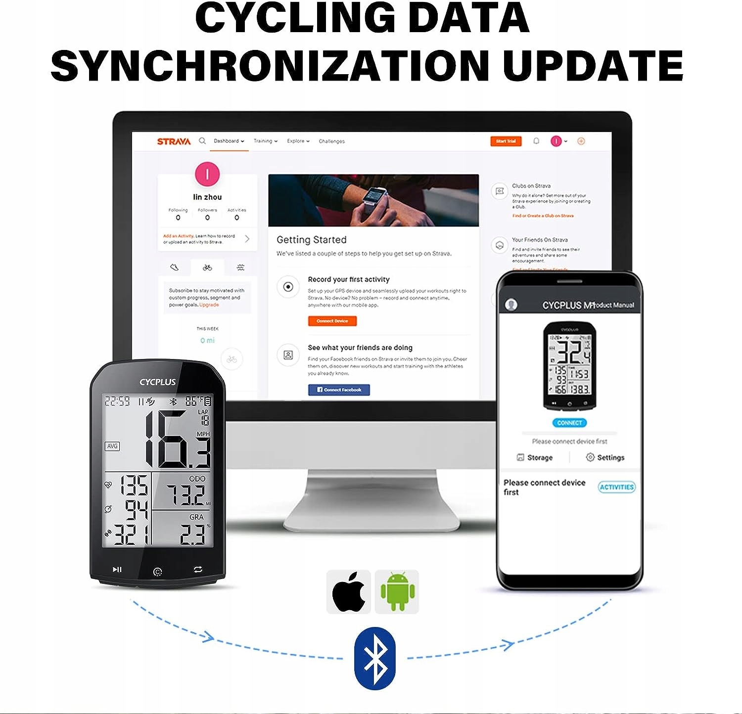 Cycplus M1 licznik komputer rowerowy bezprzewodowy : GPS ANT+ Kadencja Moc Model M1